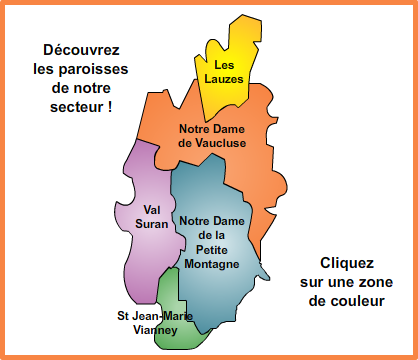Carte des paroisses des Lauzes et de la Petite Montagne